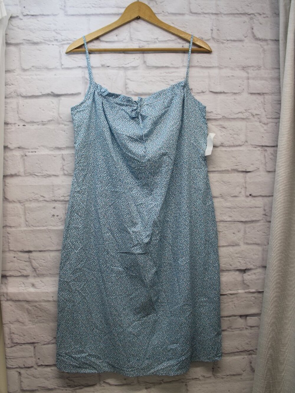 Brooks Brothers SIze 12 Ditsy Floral Blue Cami Slip Dress Summer Lined Preppy